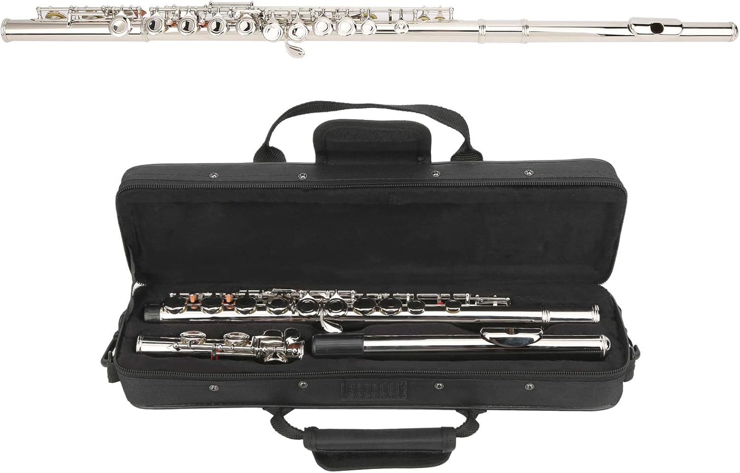 16 Hole C Flute, Closed Hole C Flute With Case, Brass Flute Key Resonance Musical Instrument for Training