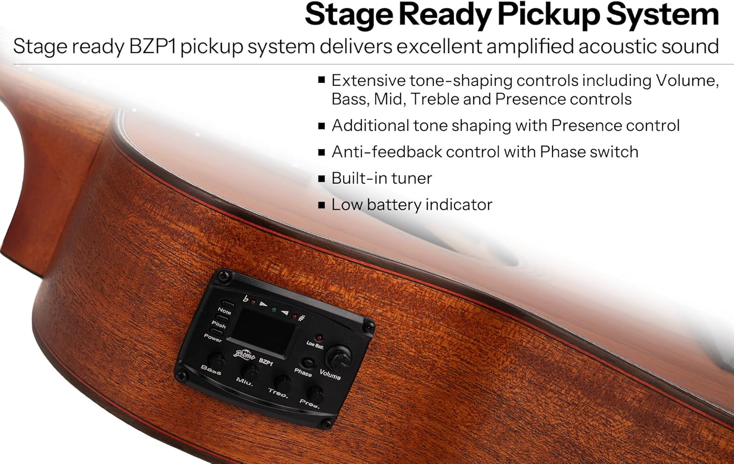 Bromo BAT 2MCE SG Solid Top Grand Auditorium Cutaway Guitar