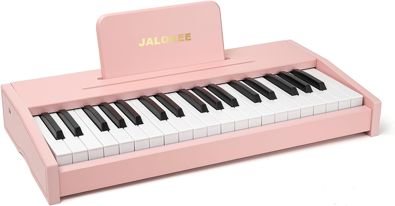 Kids Piano Keyboard, Digital Piano for Kids, Music Educational Instrument Toy, Wood Toy for 3+ Girls and Boys (Pink, 37 Keys)