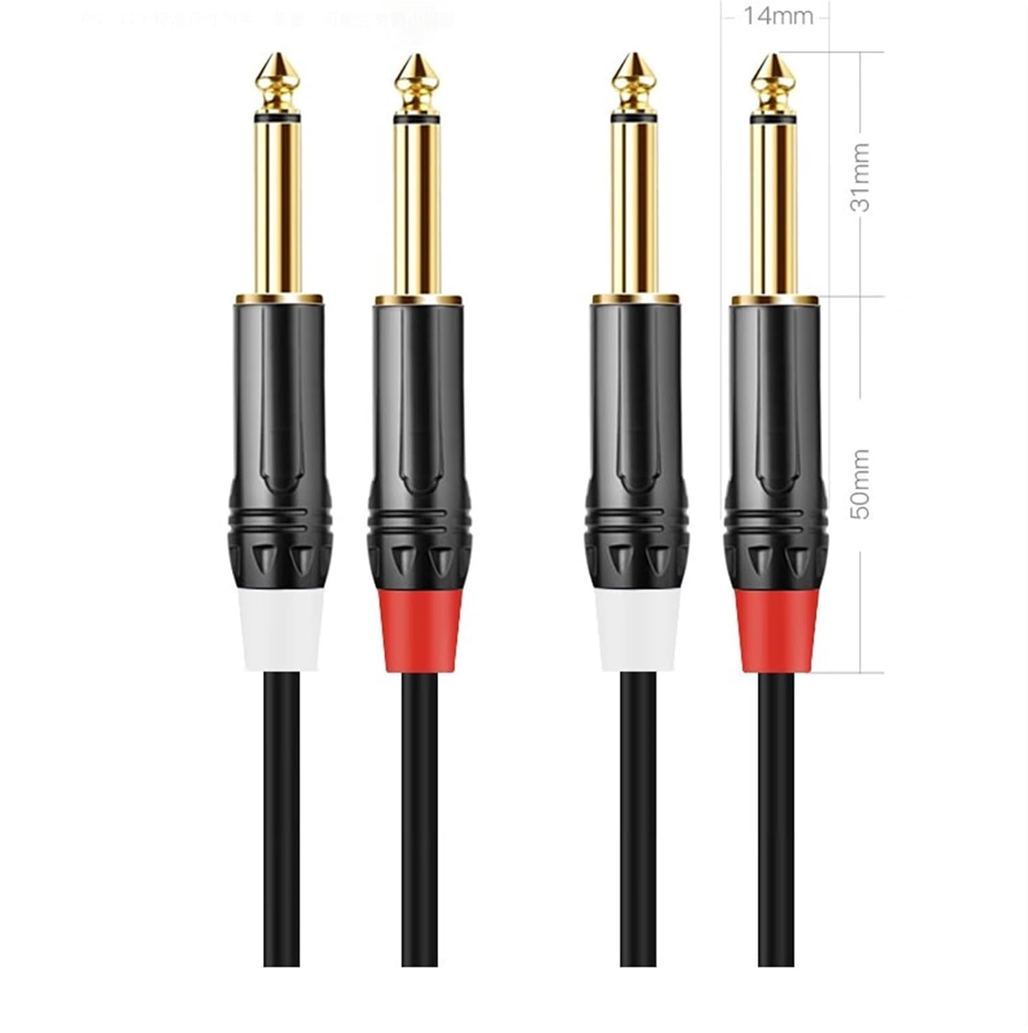 Guitar Audio Cable 6.35 Cable Male to Male 6.5mm Large Two-core Mixer Amplifier Electric Guitar Connection Cable(One Pair,15m)
