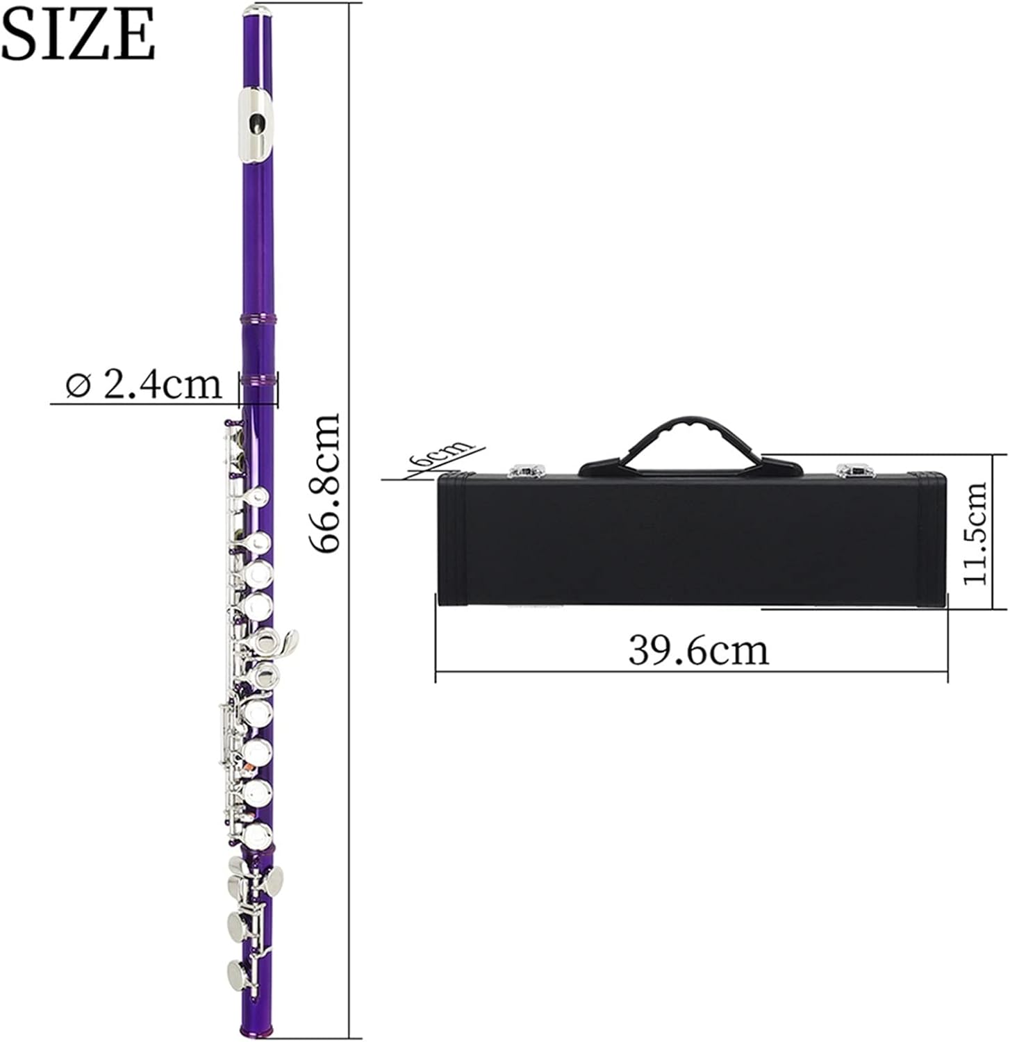 Flute Kit Purple 16 Holes C Tone Flute with E Key Woodwind Instrument Closed Key Cupronickel Tube with Padded Bag Music Accessories Intermediate Flute