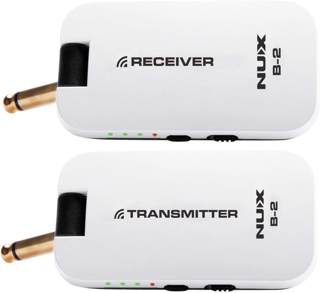 NUX B-2 Wireless Guitar System 2.4GHz Rechargeable 4 Channels Wireless Audio Transmitter Receiver (White)