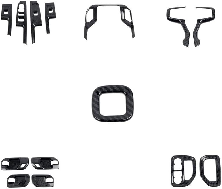 for Chevy Silverado 1500 4-Door 2019-2023 LHD Carbon Fiber Black Whole Set Interior Cover Trim 14pcs Car Accessories(Not fit Crew cab Version)