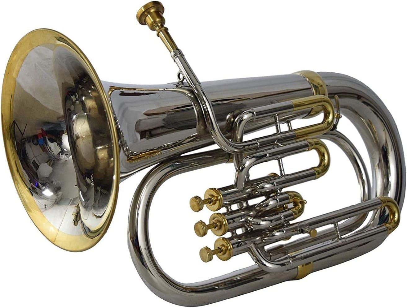 NauticalMart Bb Euphonium Nickel + Brass 3 Valve | Collectible Gift, Perfect for Christmas & Holiday Gifting