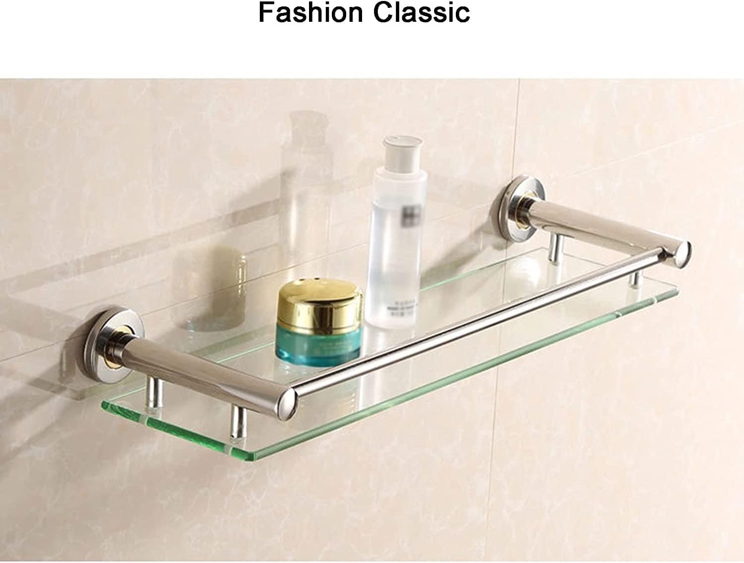 IOCCIOBB Bathroom Glass Shelf Bathroom Shelf, Bathroom Bathroom Glass Shelf Wall Mount, Brushed S304 Stainless Steel 3 Size Optional (Size : 50cm)