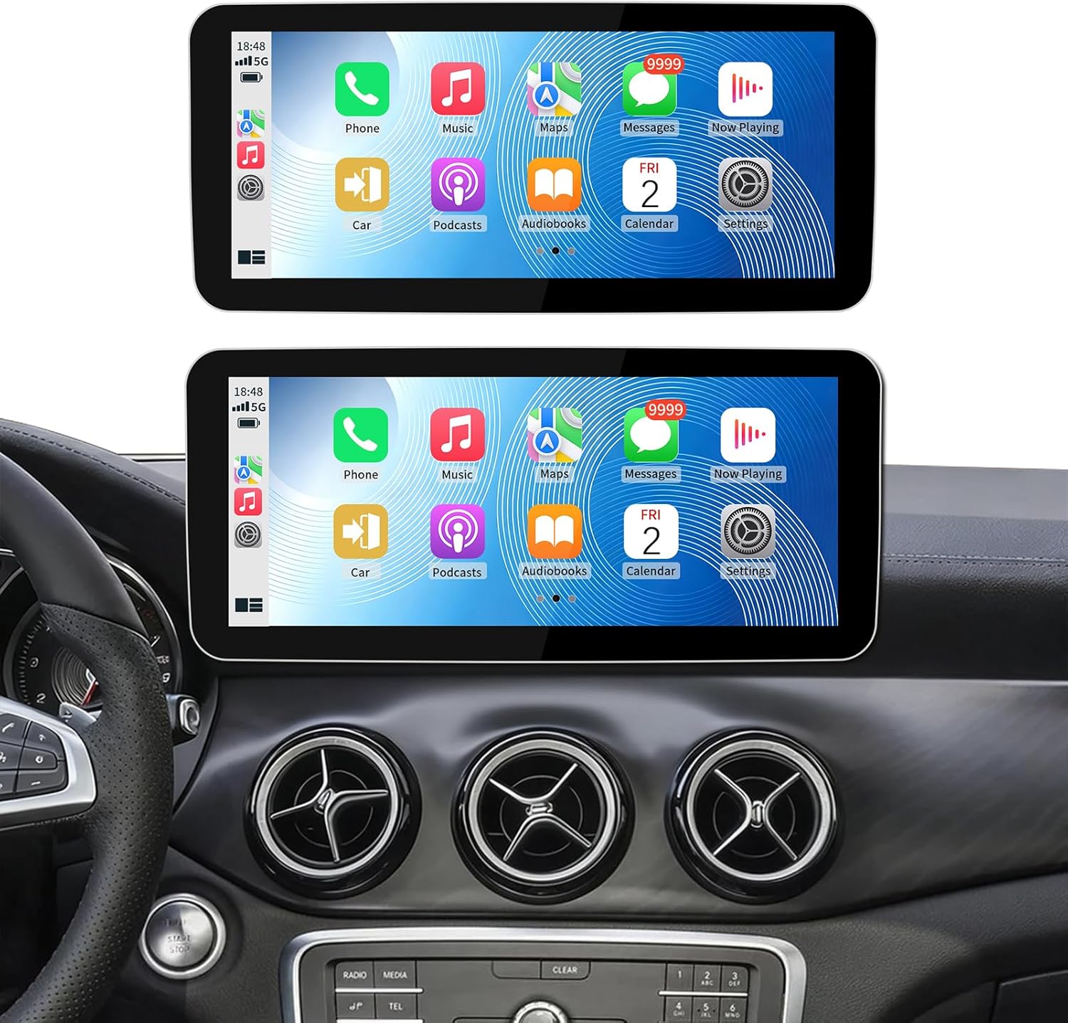 Wireless CarPlay/Android Auto 12.3in Touchscreen for Mercedes Benz CLA GLA Class C117 X117 X156 (2016-2018) with NTG5.0 Linux System, Radio Receiver, Multimedia, Bluetooth, Car Stereo