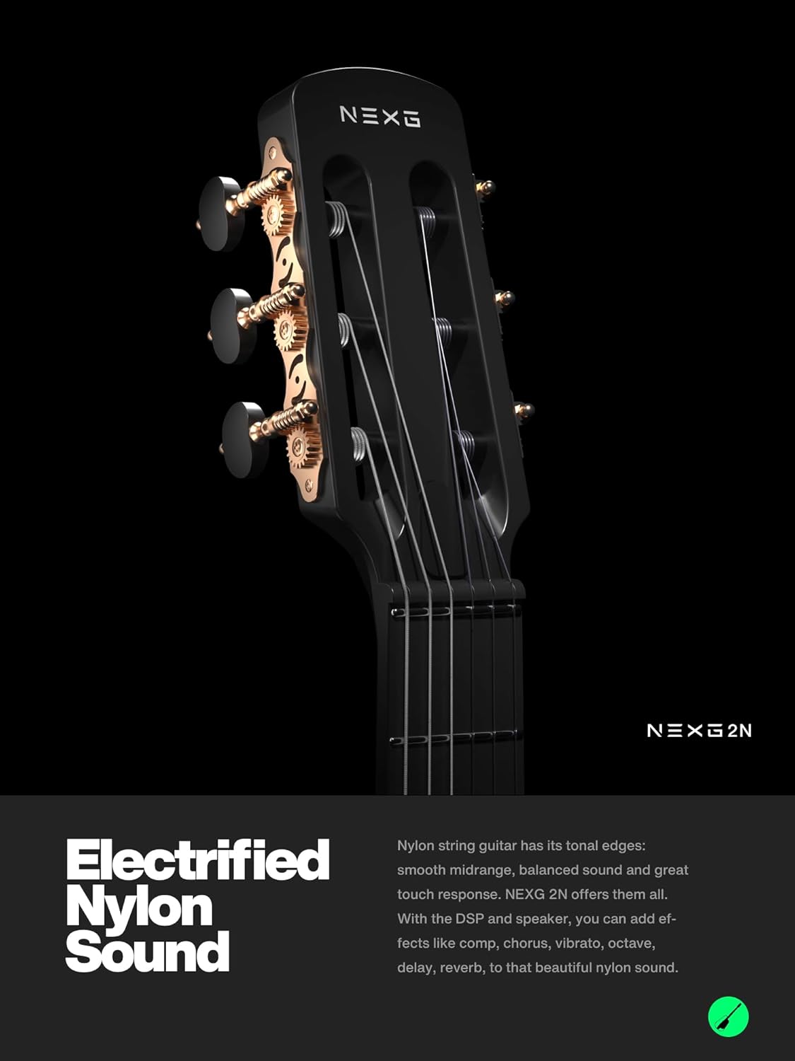 Enya Acoustic-Electric Carbon Fiber Classical Nylon String Travel Guitar NEXG 2N Lucifer Andrea Chiarini Signature with 50W Wireless Speaker, Thickened Gig Bag, Footswitch Pedal, Charging Cable