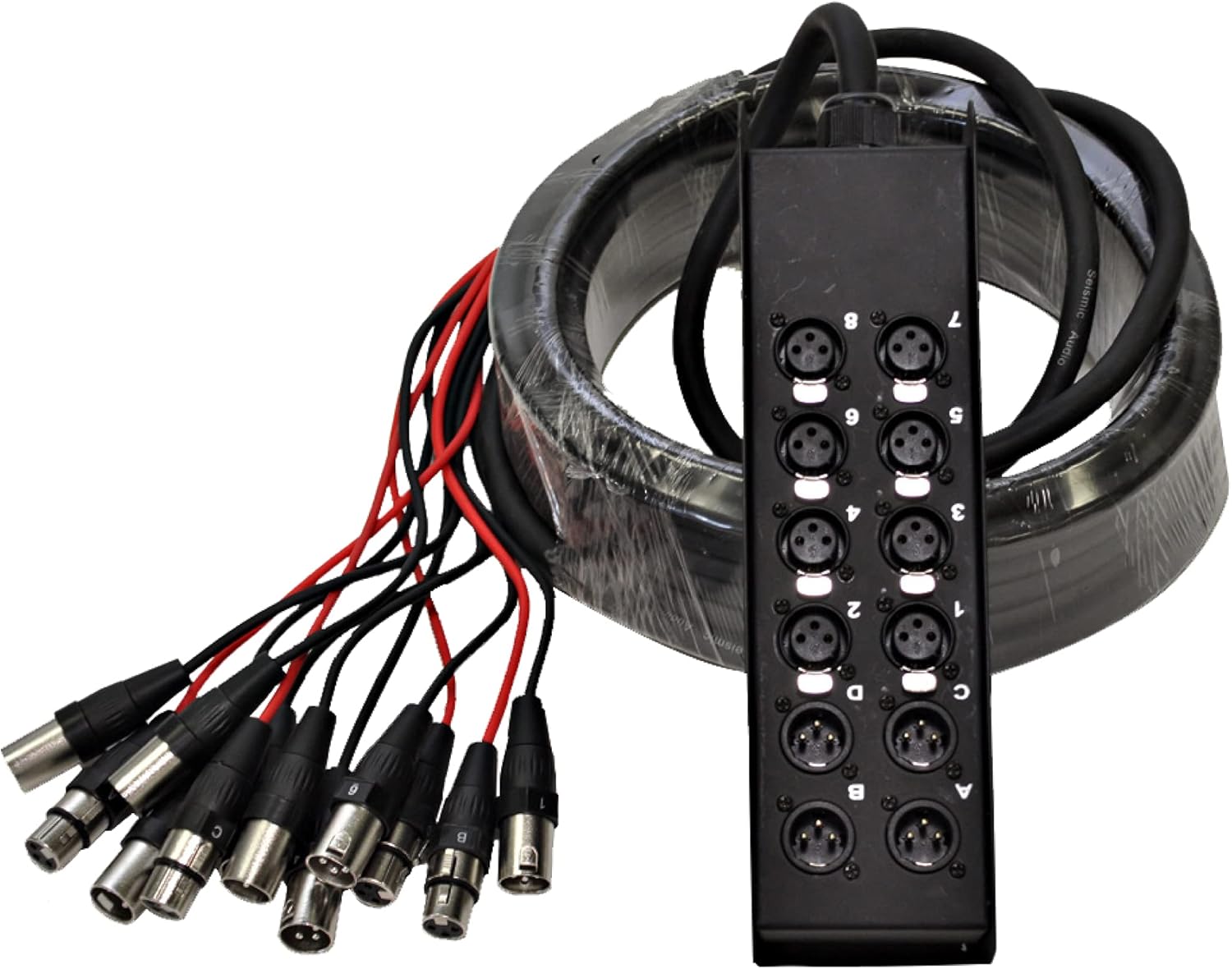 Seismic Audio Speakers 8 Channel Low Profile XLR Send Sub Snake Cable, XLR Splitter Cable, 50 Feet