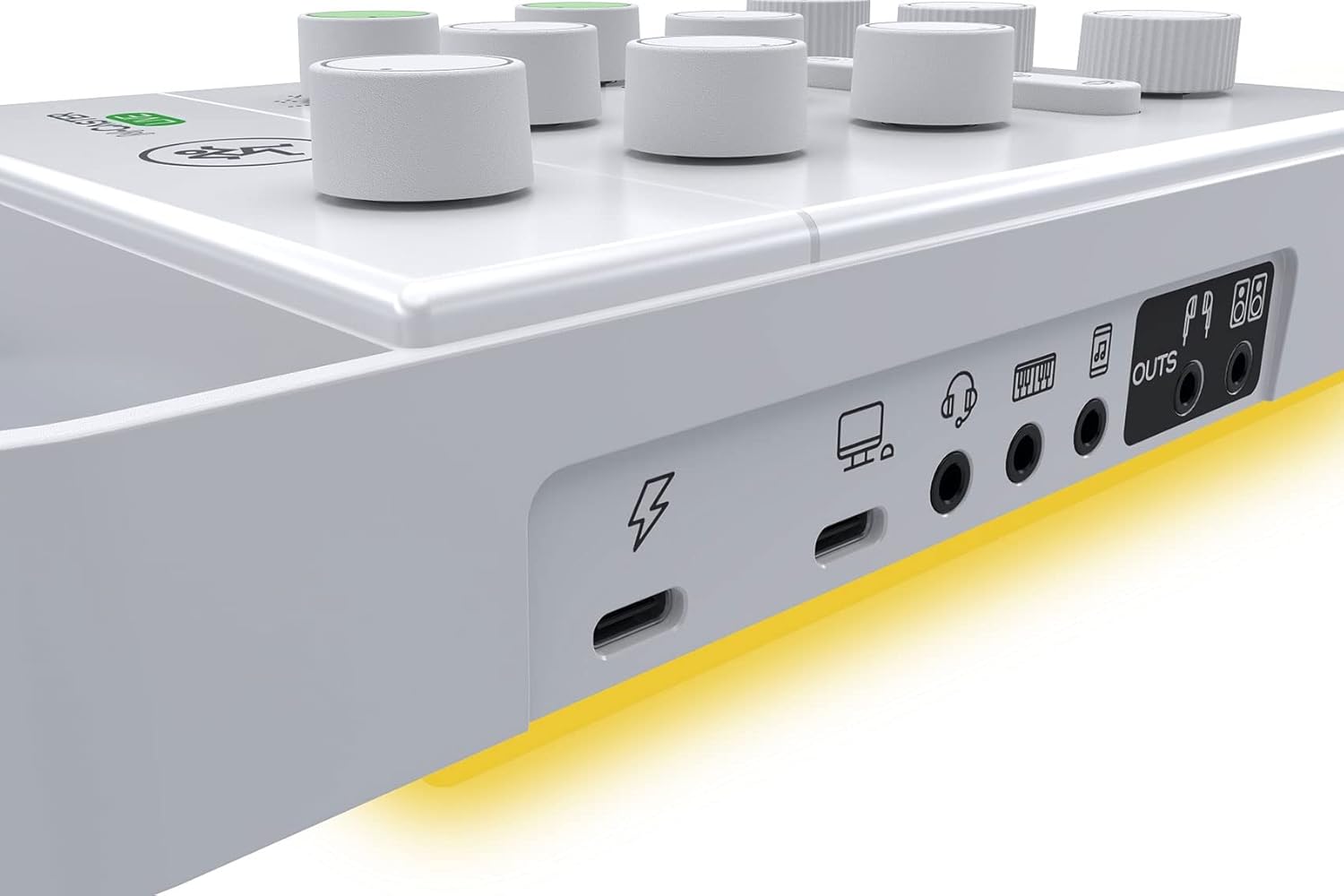 Audiosavings Bundle: (1) Mackie M Caster Live Portable Live Streaming Mixer in White Bundle with (1) Rockville PRO-M50 Studio Headphones w/Detachable Coil Cable, Case+Extra Ear Pad (2 Items)