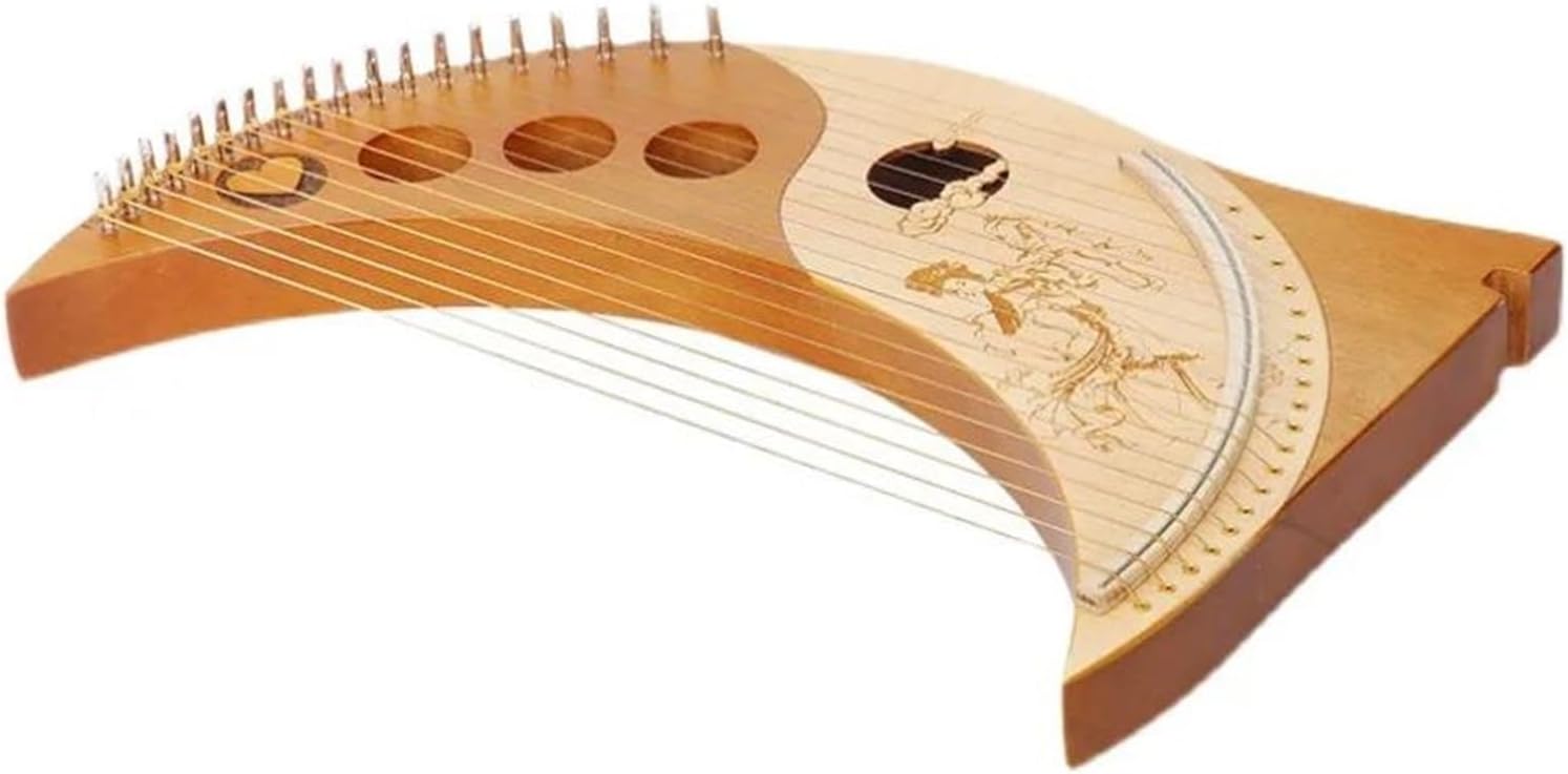 Lyre Harp Set 19 String Half Key Lyre Harp Mahogany Solid Wood Veneer Harp Musical Instrument(19 String)