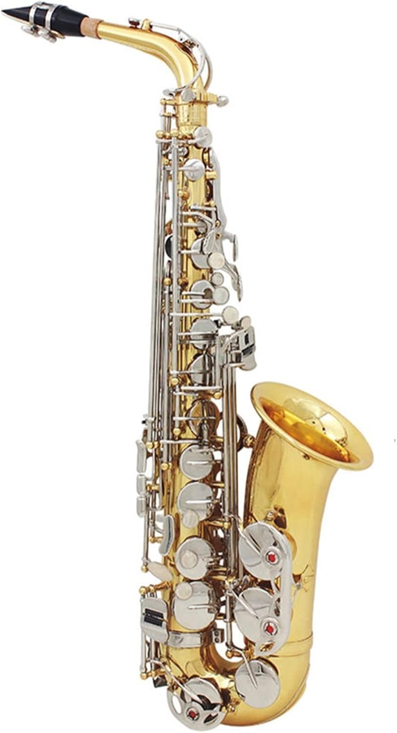 Alto Saxophone Sax Glossy Brass Engraved EB E-Flat Natural White Shell Button Wind Instrument