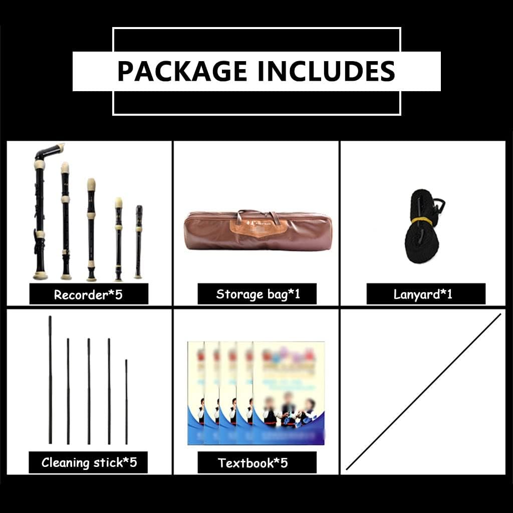 Recorders Professional Band Performance Recorder Set, 8-Hole Baroque Style Recorder with Storage Bag, 3-Section Wind Instrument, with Cleaning Stick + Lanyard