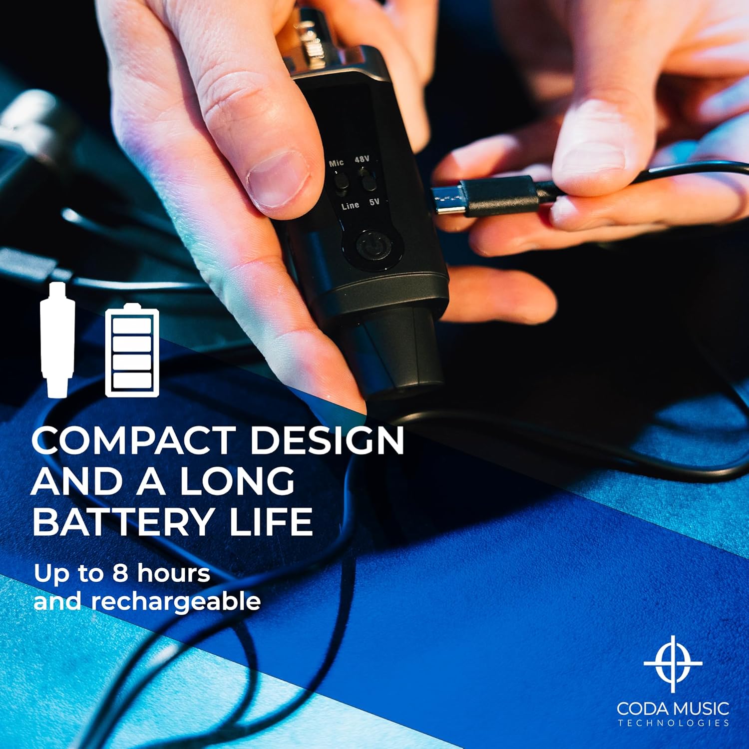 AirSync - Wireless XLR Transmitter and Receiver, UHF Wireless Microphone System for 150ft Range, Rechargeable Wireless Microphone Adapter for Dynamic & Condenser Microphones, Mixers, PA System, USB-C