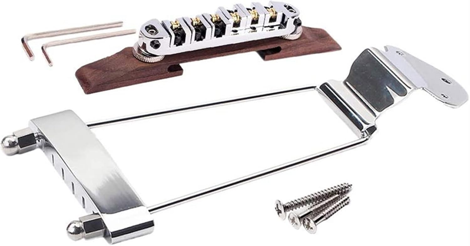 6 String Guitar Rosewood Bridge Height Adjustable Tailpiece for Bass Guitar Parts Silver Electric Guitar Bridge