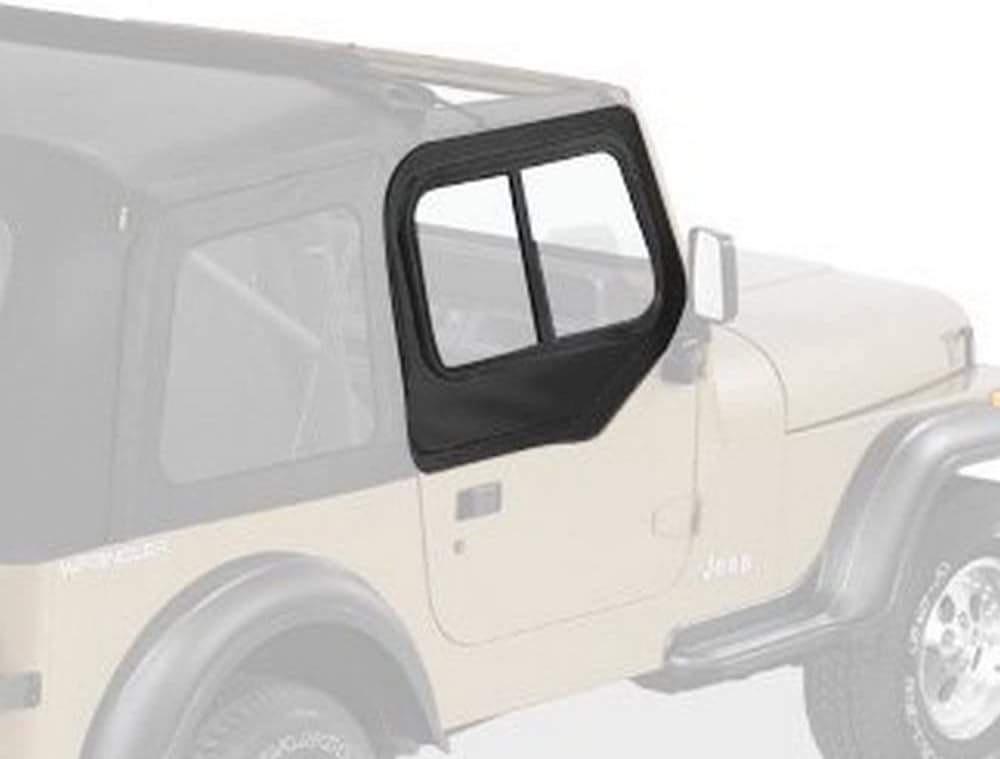 Bestop 5178615 Upper Door Sliders - Jeep '88-95 Wrangler YJ (Rounded Upper Corner, Black Denim; Single Sliding Window)
