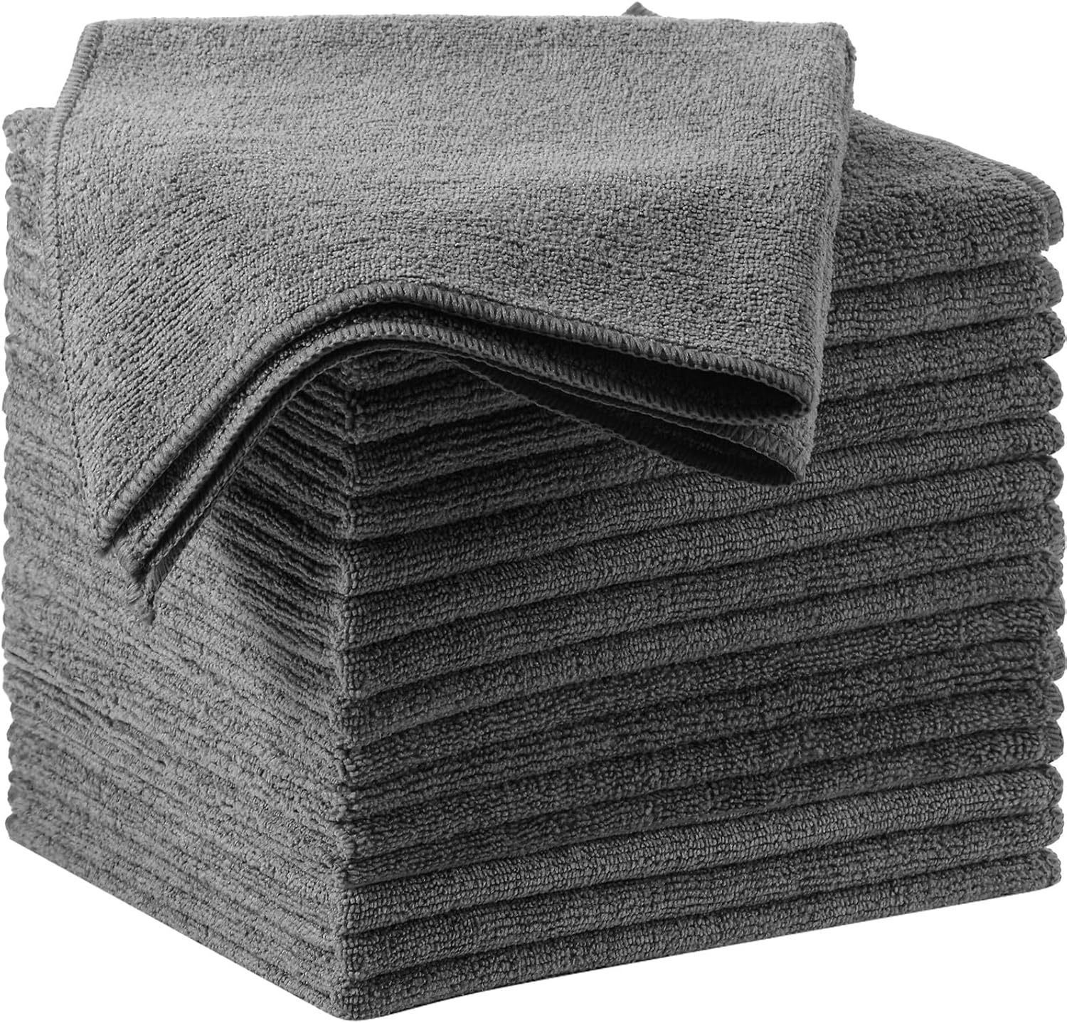 Oudain 200 Pcs Microfiber Cleaning Cloth 16x16 Inch Microfiber Towels for Car Ultra Absorbent Cleaning Rags Reusable Lint Free Streak Free Detailing Towel for Car Washing Drying Dusting (Gray)