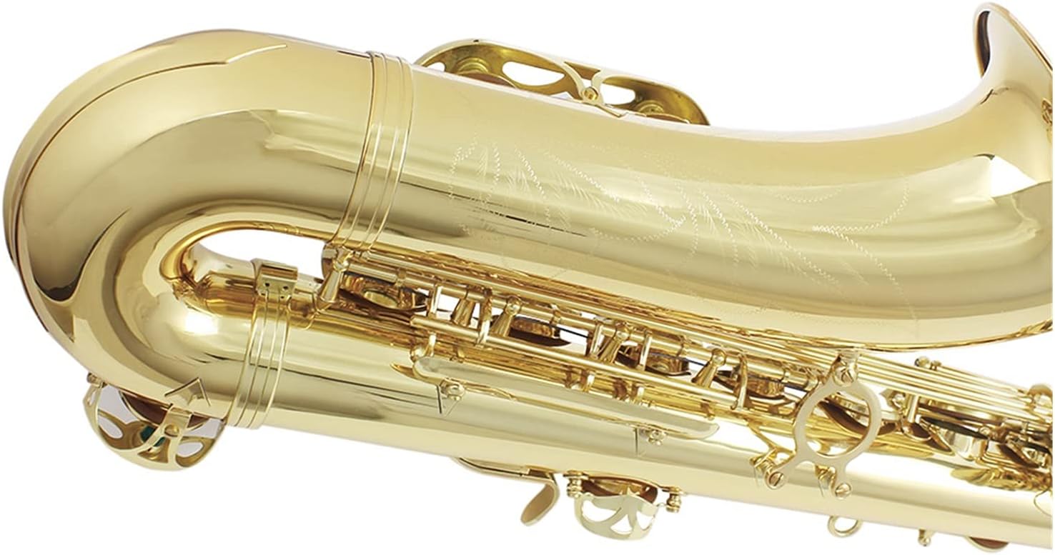 Brass Bb Tenor Saxophone Sax Carved Pattern Pearl White Shell Buttons Wind Instrument with Case Student Saxophone