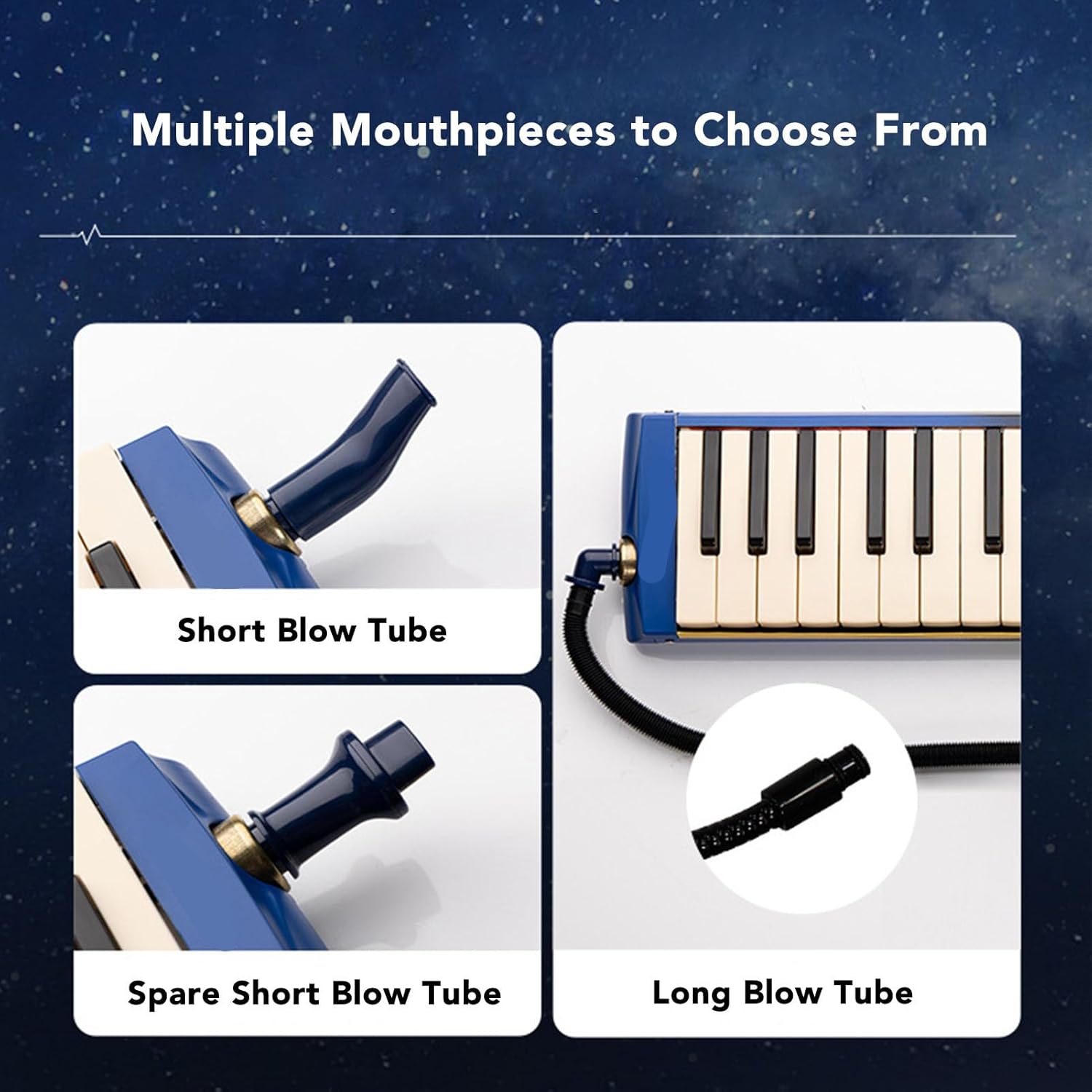 Melodica 37 Keys with Carrying Bag and 2 with Mouthpieces Air Piano Keyboard Musical Instrument for Kids and Adults, Melodica Instrument Piano Double Soft Tubes Musical Instrument