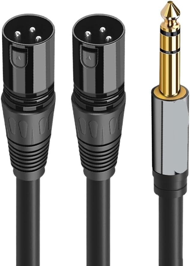 Gold Plated 1/4'' TRS 6.35mm Stereo Ja-ck to XLR Male OFC Audio Cable Foil+Braided Shielded for Speakers