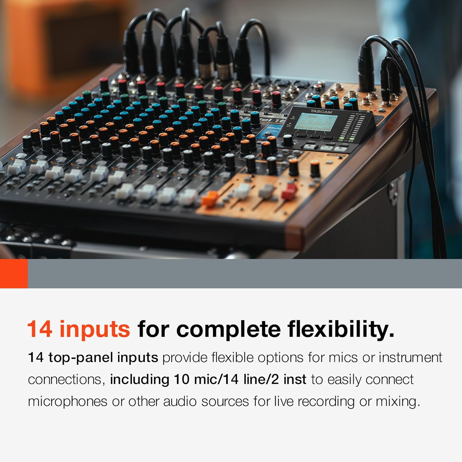 Tascam Model 16 All-In-One 16-track Mixing and Recording Studio, Analog Mixer, Digital Recorder, USB Audio Interface