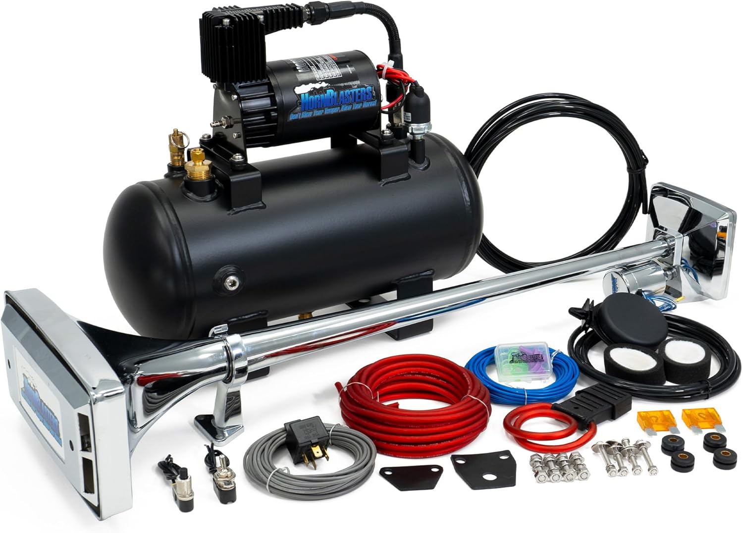 HornBlasters Mother Trucker 1.5 Gallon 150PSI Air Horn Kit - All-In-One Air System - Easy Install - Big Rig Sound