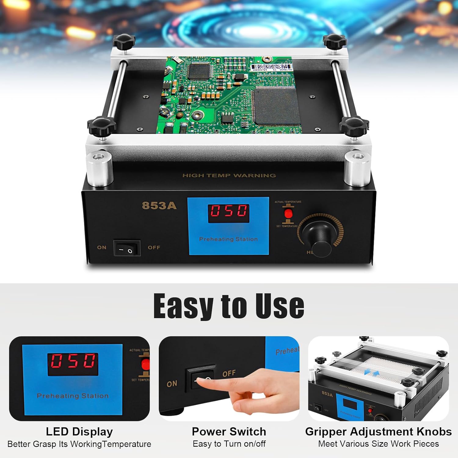 Soldering Hot Plate, Preheating Rework Station, 110V 450W rReflow Oven, 4.72''x4.72'' Heating Area, for Electronic Equipment, Mobile Communication, Factory Production, Scientific Research