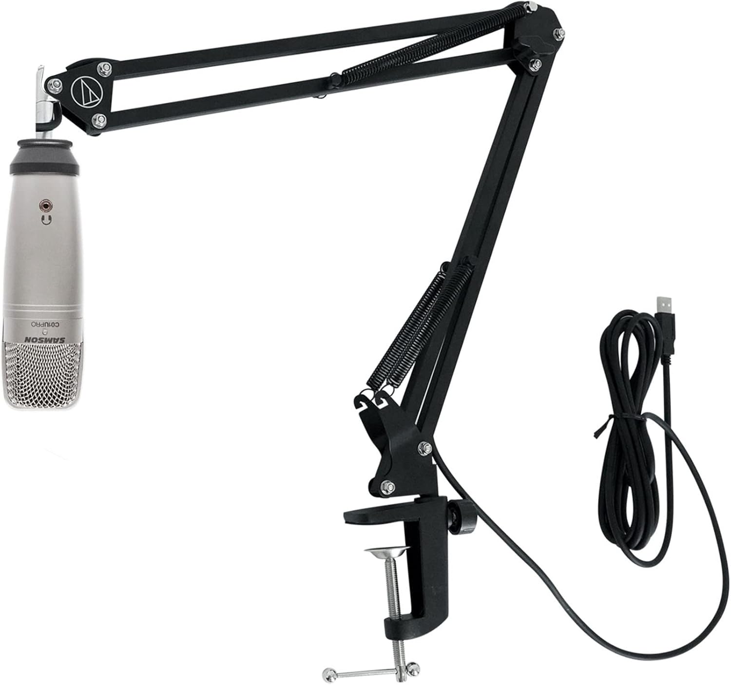 Audiosavings Bundle: Samson C01U Pro USB Large Diaphragm Studio Condenser Microphone Mic+Tripod Stand Bundle with Audio Technica Boom Arm for USB Microphone Recording/Streaming Computer Mics (2 Items)