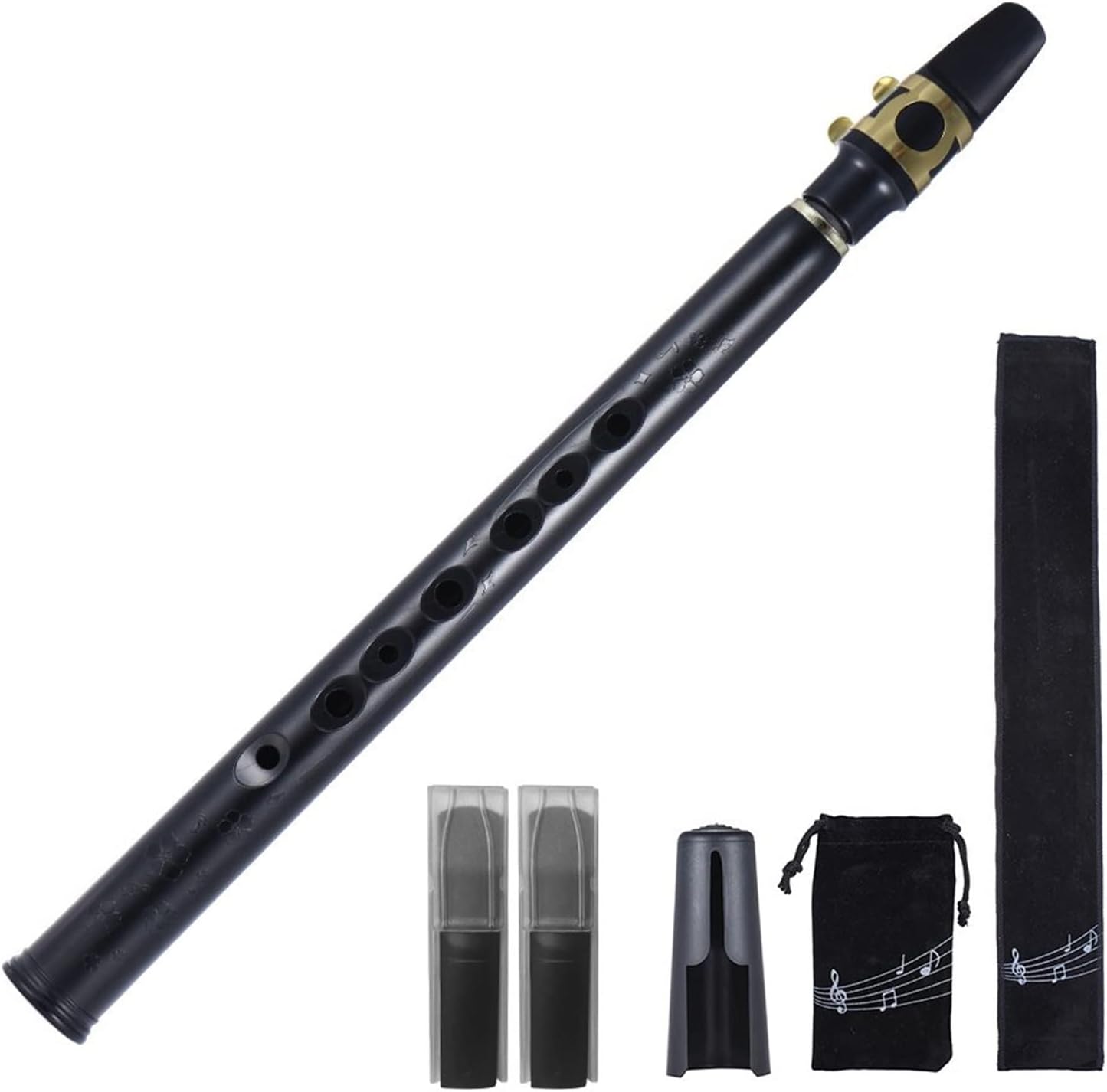 KESHUO Mini Pocket Bb Saxophone Sax ABS with Alto Mouthpieces 2pcs Reed Carrying Bag Woodwind Instrument Brass Sax Beginners Kit