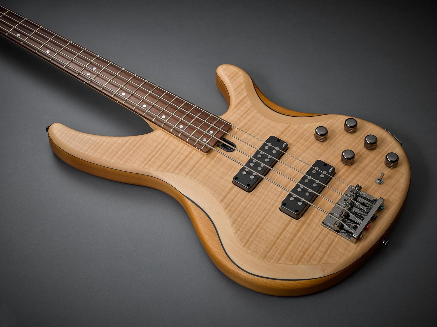 Yamaha TRBX604 4-String Flamed Maple Bass Guitar, Natural Satin