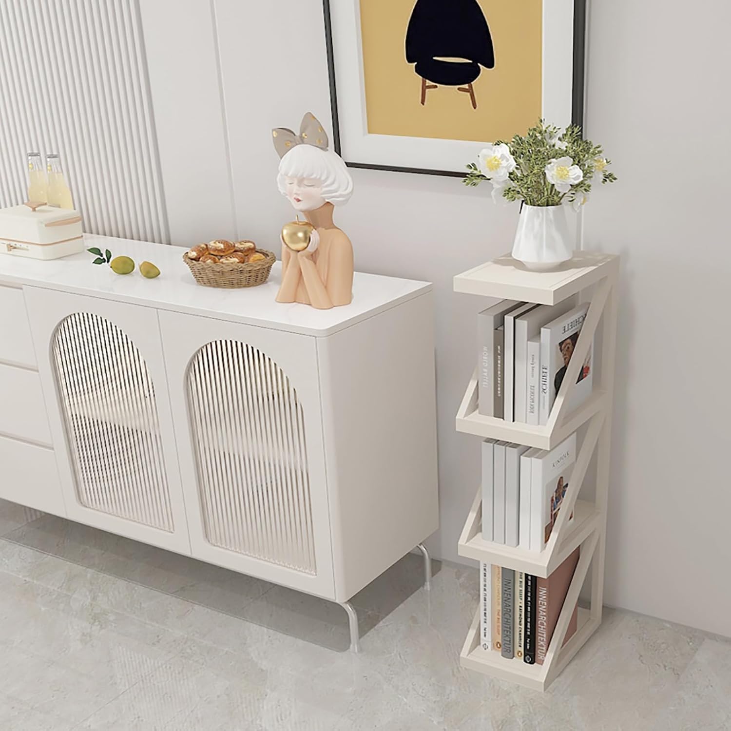 Vertical Bookshelf, 4/5-Tier Bookcase, Narrow Spine Book Shelf for Small Space, Corner Standing Shelf for Living Room, Office, Study, Entryway(Black,159cm/62.6in)