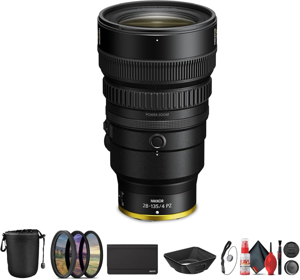 Nikon NIKKOR Z 28-135mm f/4 PZ Lens | Versatile Power Zoom for Professional Videography and Photography (20127) + UV Filter + Cleaning Kit + Lens Pouch + Cap Keeper (Renewed)