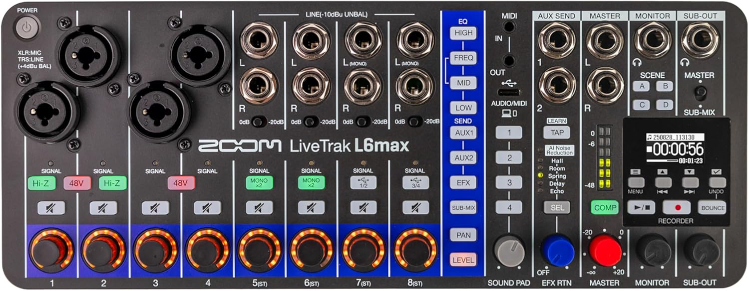 Zoom LiveTrak L6max 12-Channel Portable Digital Mixer and Recorder