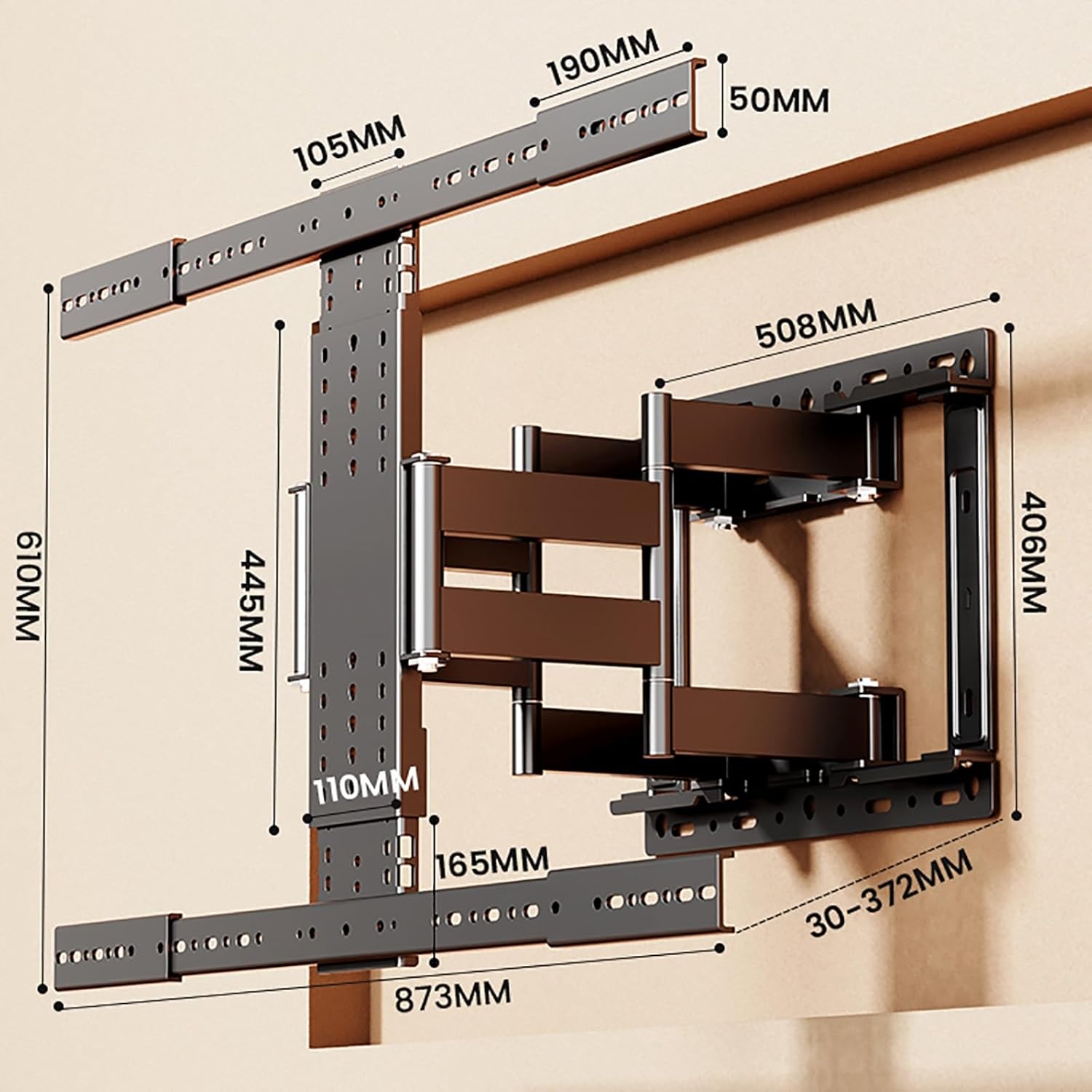 Full Motion TV Wall Mount for 40-100 Inch TV Mounts, Swivel & Tilt TV Mount Extendable Arm, Articulating Wall Mount TV Bracket with Hole Drilling Template(50-100inch)