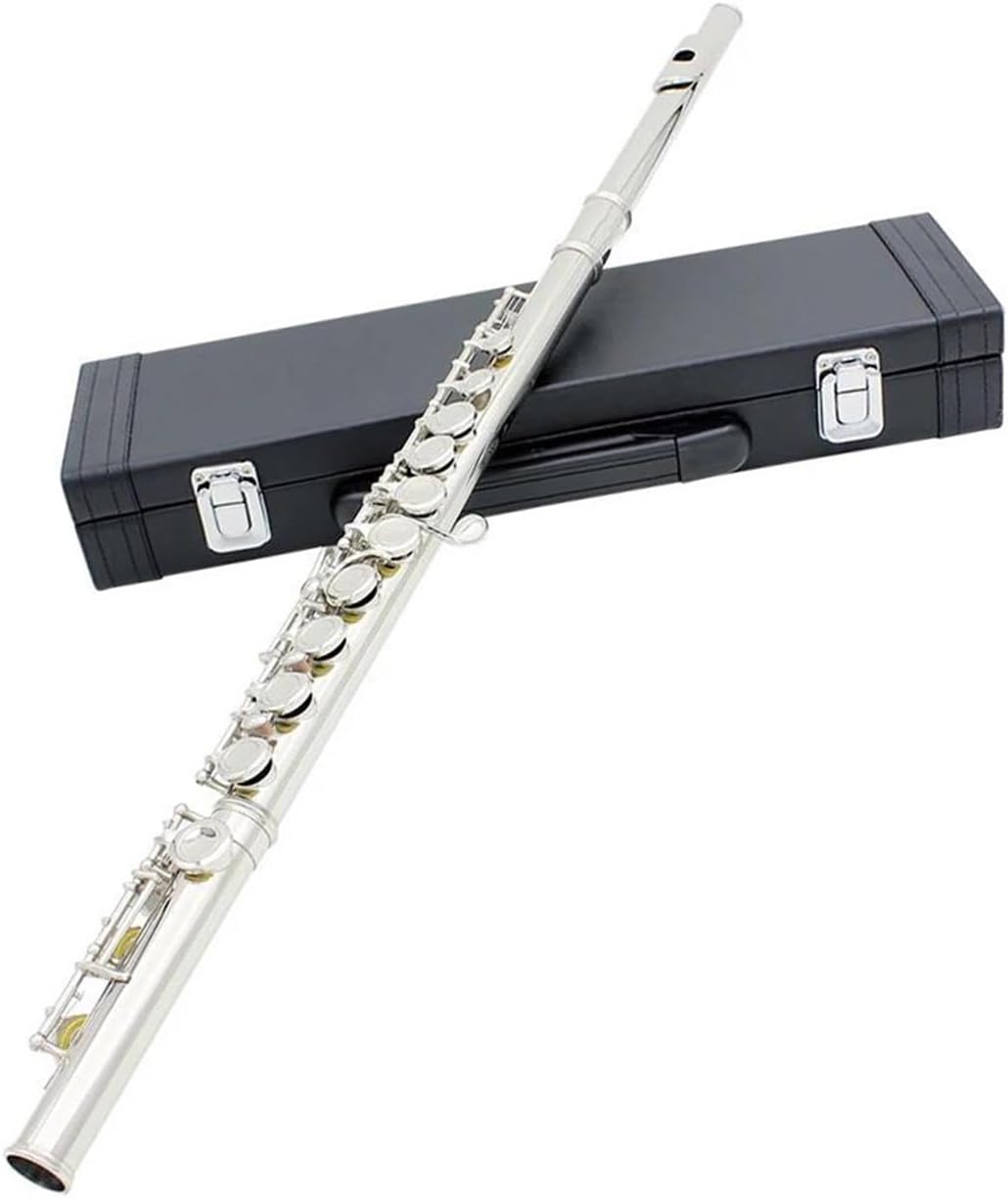 Professional Flute Instrument 16 Hole C E Closed Key Flute Professional Woodwind Instrument White Copper Beginner Set