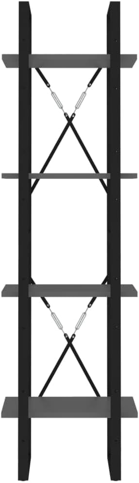 55 inch Tall Industrial Gray Bookcase Four Tier Large Engineered Wood Wall Mount Shelf 11.8 x 15.7 x 55.1 in Matte Modern Storage for Living Room Office Bedroom