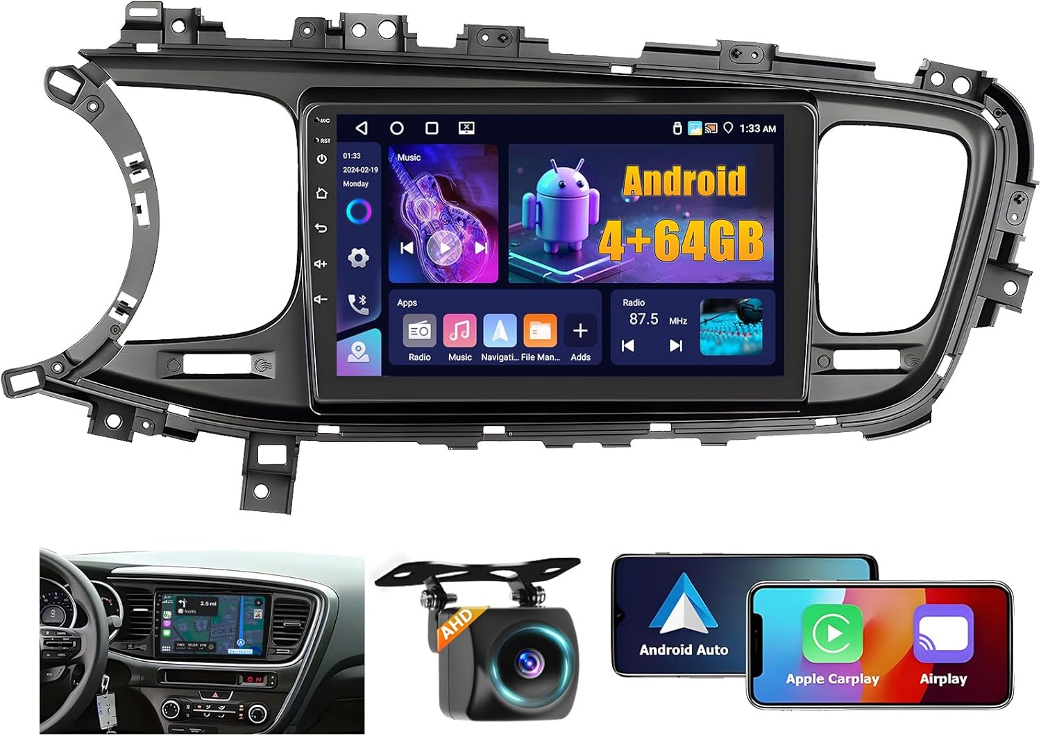 4+64GB Android 15 Car Stereo for Kia Optima K5 2013-2015 Wireless Carplay Android Auto 9