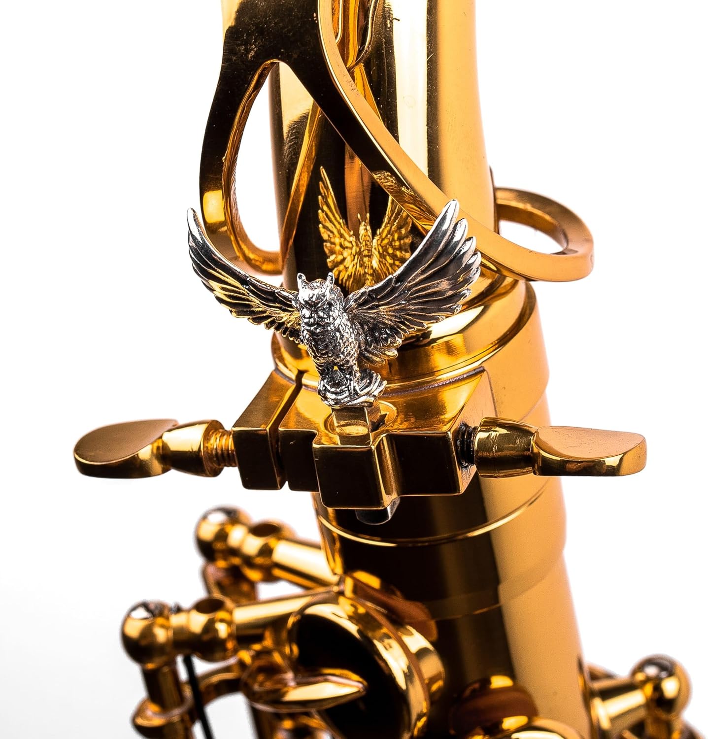 Saxophone ArtTone Booster – Sound Enhancer Accessory for Alto Tenor Soprano Baritone Sax(925 Silver, Owl style)