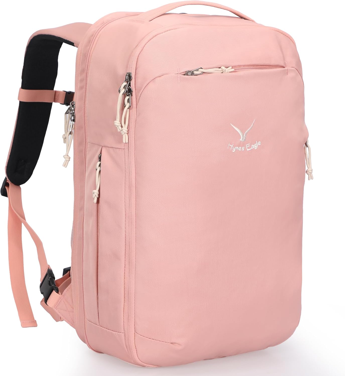 Hynes Eagle TSA Friendly Travel Backpack for Men Women Carry on Backpack 40L Flight Approved Laptop Backpack for 17 inches Compressible Weekender Bag Overnight Backpack Pink