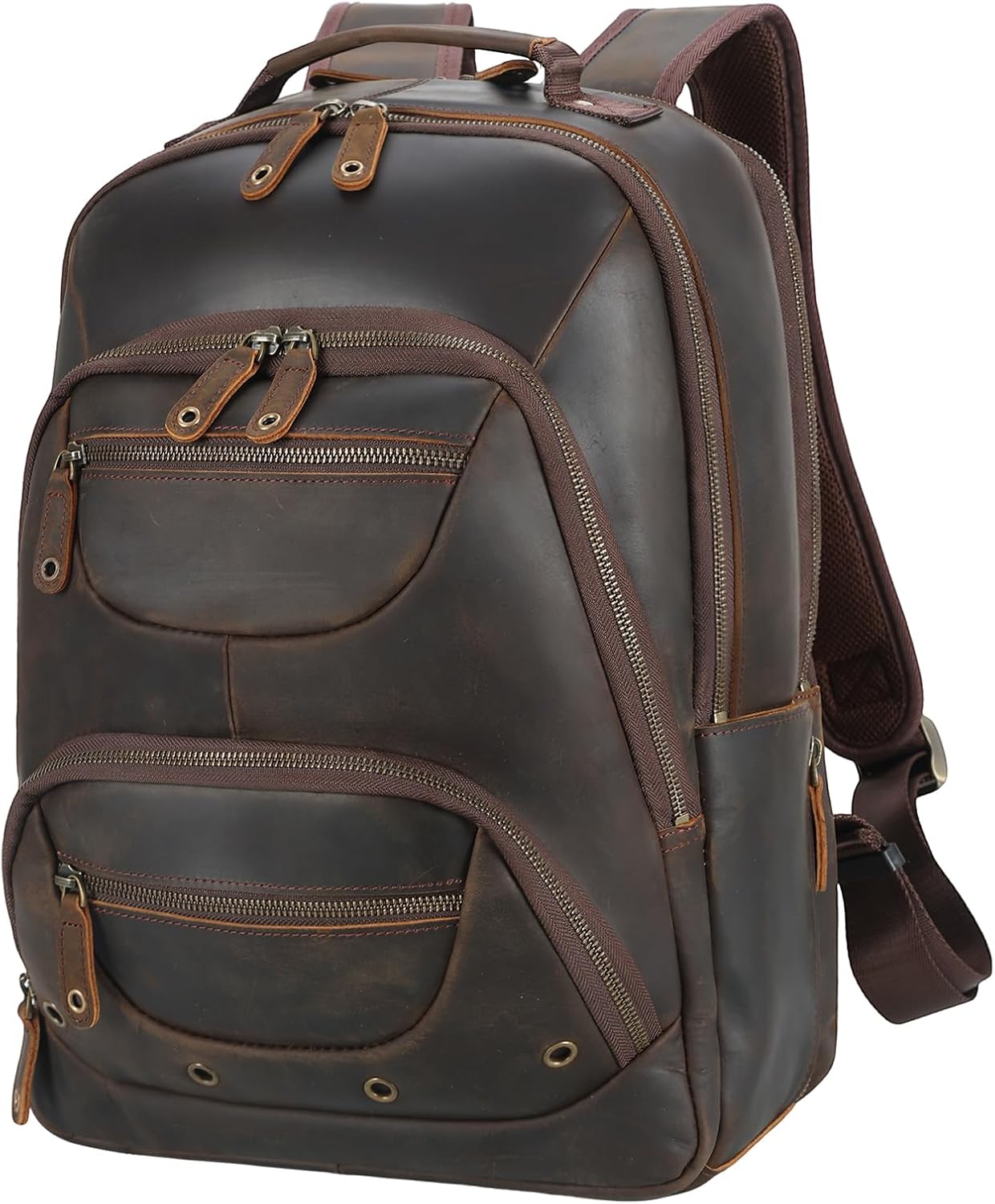 TIDING Men's Full Grain Leather Backpack Fits 16