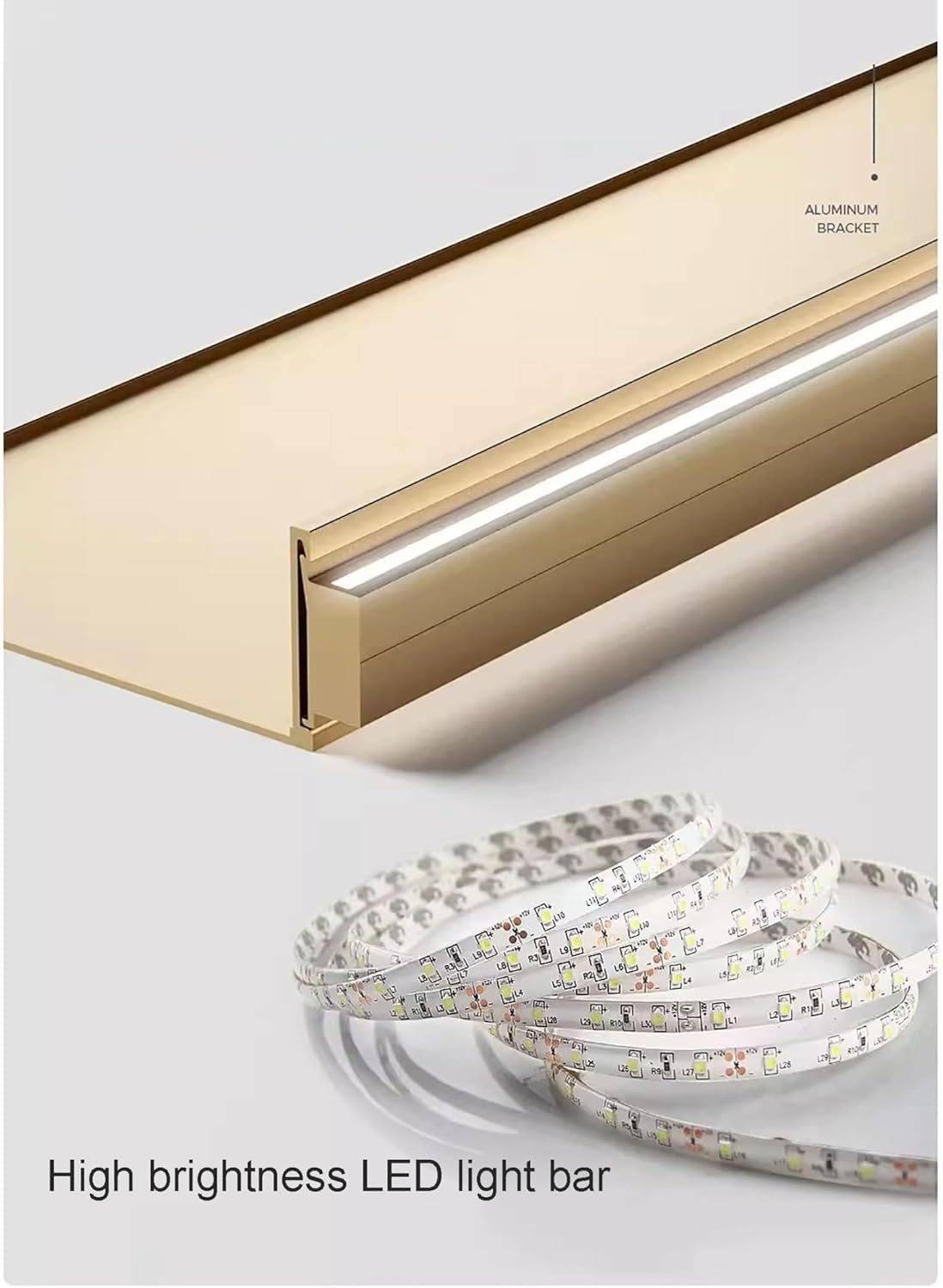 Wall Shelves Picture Ledge,Floating Shelves Wall Mounted Built-in LED Light, Metal Wall Mounted Light-Emitting Shelves Creative Display Shelf for Plant Shelf Bookshelf ( Color : Gray , Size : 120cm/47