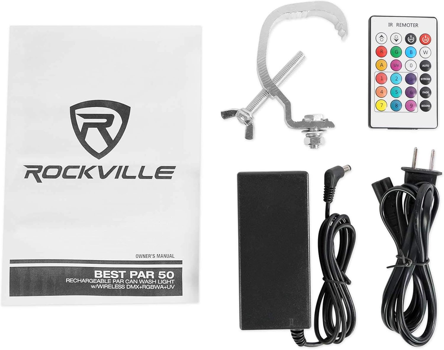 (6) Rockville Best PAR 50 White Rechargeable Wash Lights w/Wireless DMX+Backpack