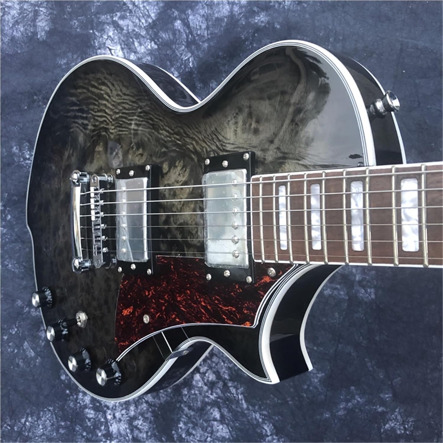 Beginner Electric Guitar Kits Solid Wood Body Electric Guitar With Transparent Black Burl Surface