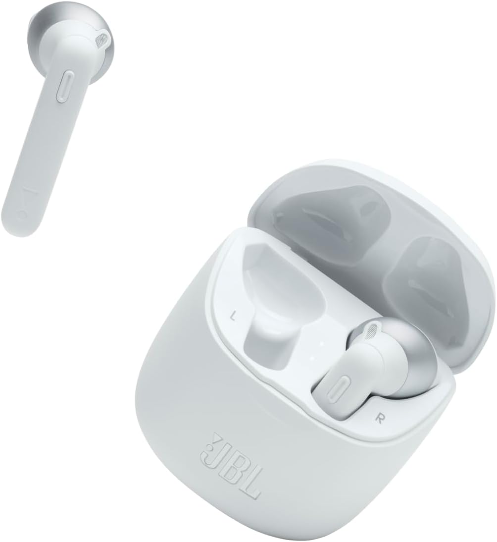 JBL Tune 225TWS True Wireless Earbud Headphones - Pure Bass Sound, Bluetooth, 25H Battery, Dual Connect, Native Voice Assistant (White)