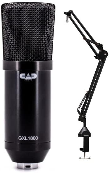 CAD GXL1800 Condenser Microphone Bundle with Desktop Boom Arm Microphone Stand (2 Items)