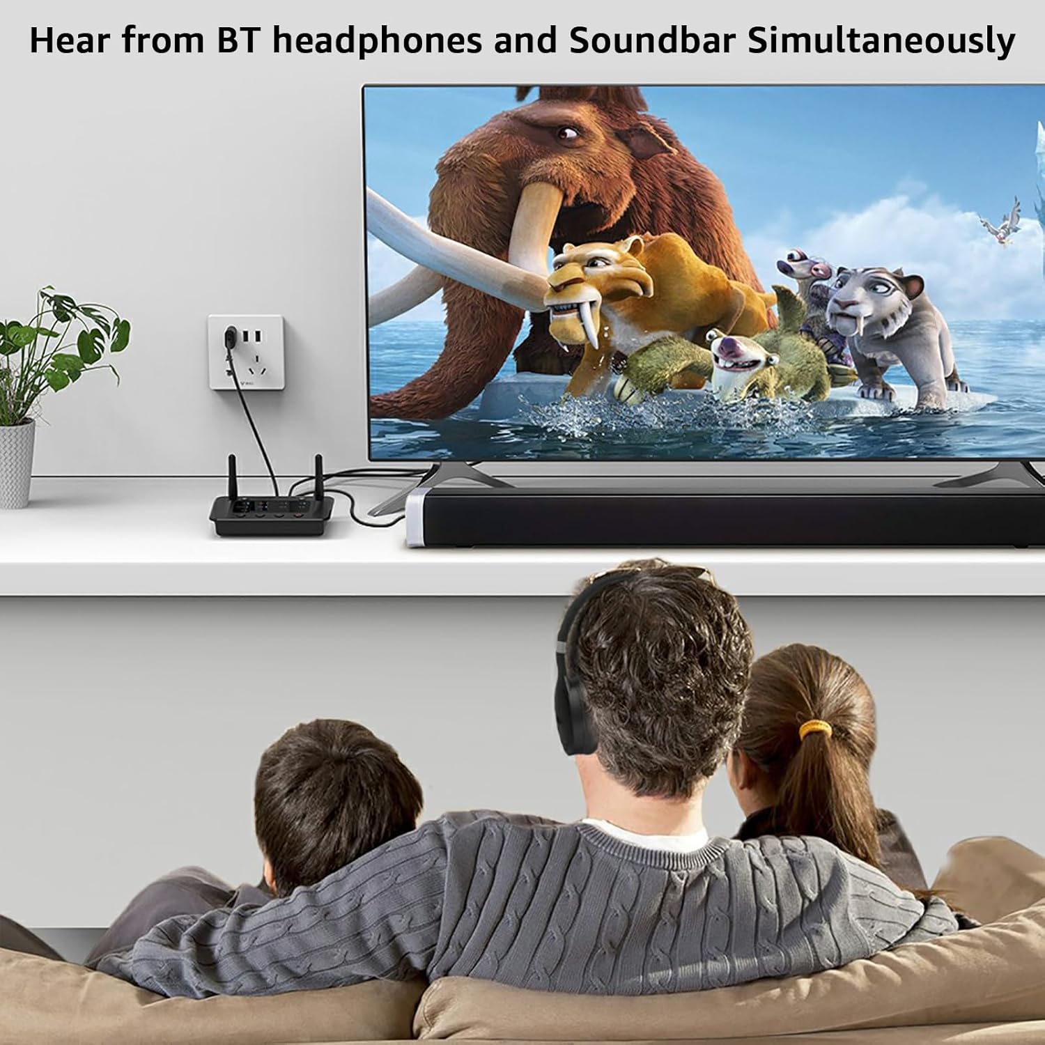 1Mii B03S Bluetooth 5.3 Transmitter Receiver for TV Home Stereo, Wireless Audio Adapters with Audiophile DAC, aptX Adaptive/LL/HD, Dual Link, Optical RCA AUX 3.5mm Inputs/Outputs