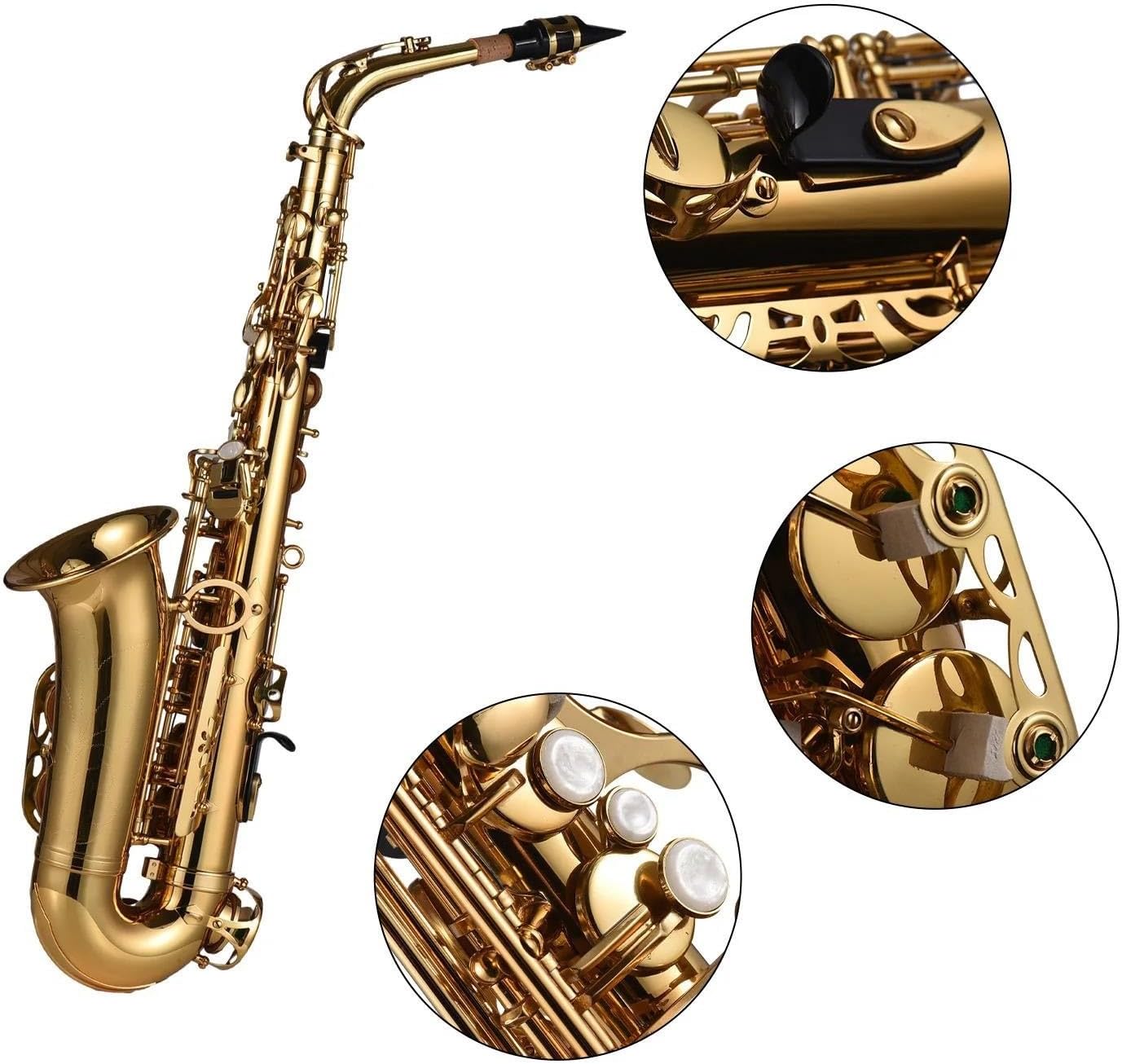 VBDEFRT Woodwind Instruments Eb Alto Saxophone Brass Lacquered Alto Sax Wind Instrument With Carry Case Gloves Accessories