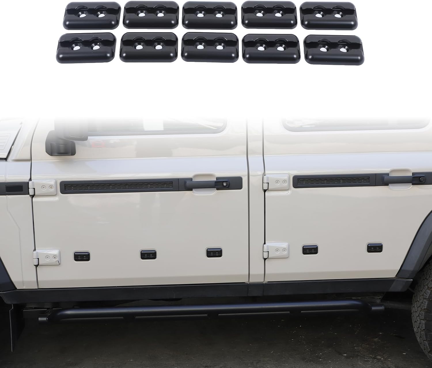 for INEOS Grenadier Accessories Car Exterior Door Panel Expansion Base Trim Replacement Compatible with INEOS Grenadier 2020-2024 Car Door Under Holder 10PCS (Matte Black)