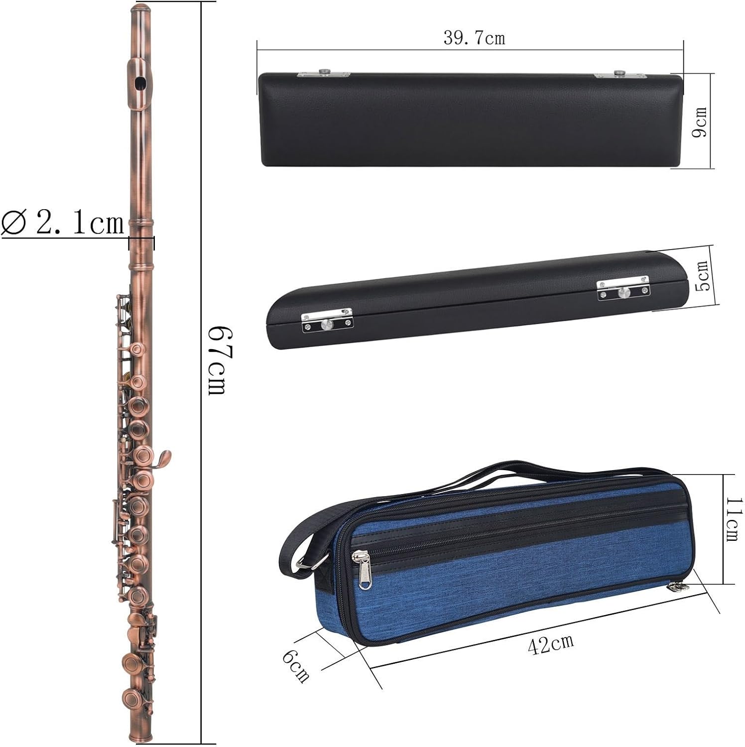 Flute 16 Hole C Key Flute Set Closed Hole C Flute Gloves Woodwind Accessories for Music Lovers Flutes Musical Instruments (Color : 02)