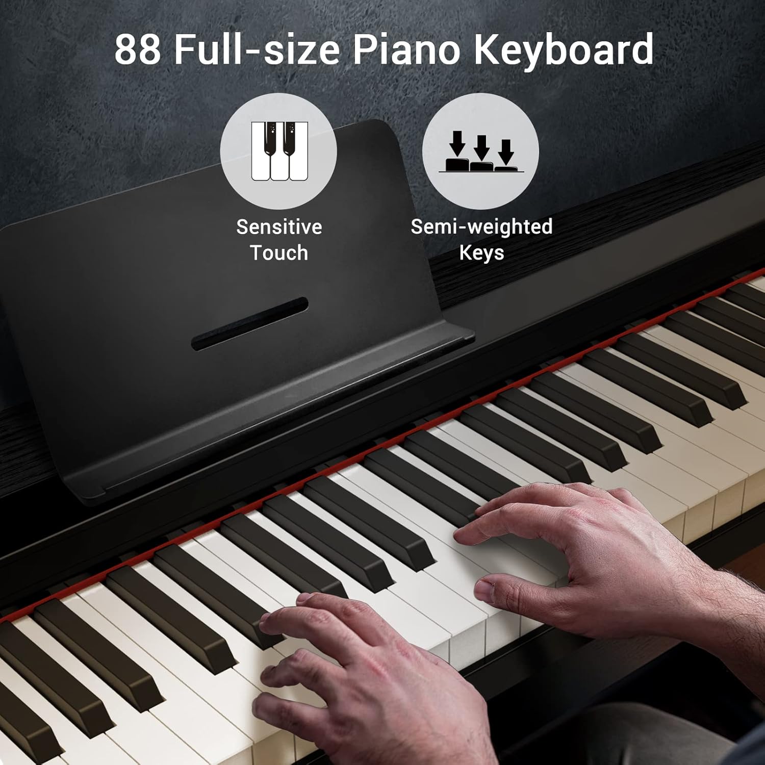 PAXCESS 88-Key Digital Piano Keyboard with Sustain Pedal, ingbelle Portable Electric Piano for Teaching,Powerful Educational Features for Beginner,Piano Stickers Include