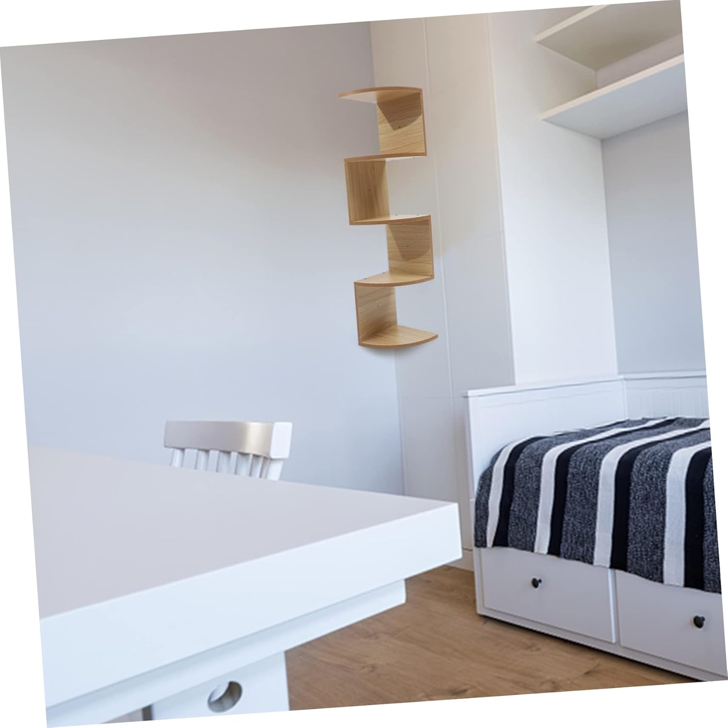 1set Elegant Wooden Wall-Mounted Storage Shelf Multipurpose Corner Shelf Wall Mount for Living Room Bedroom